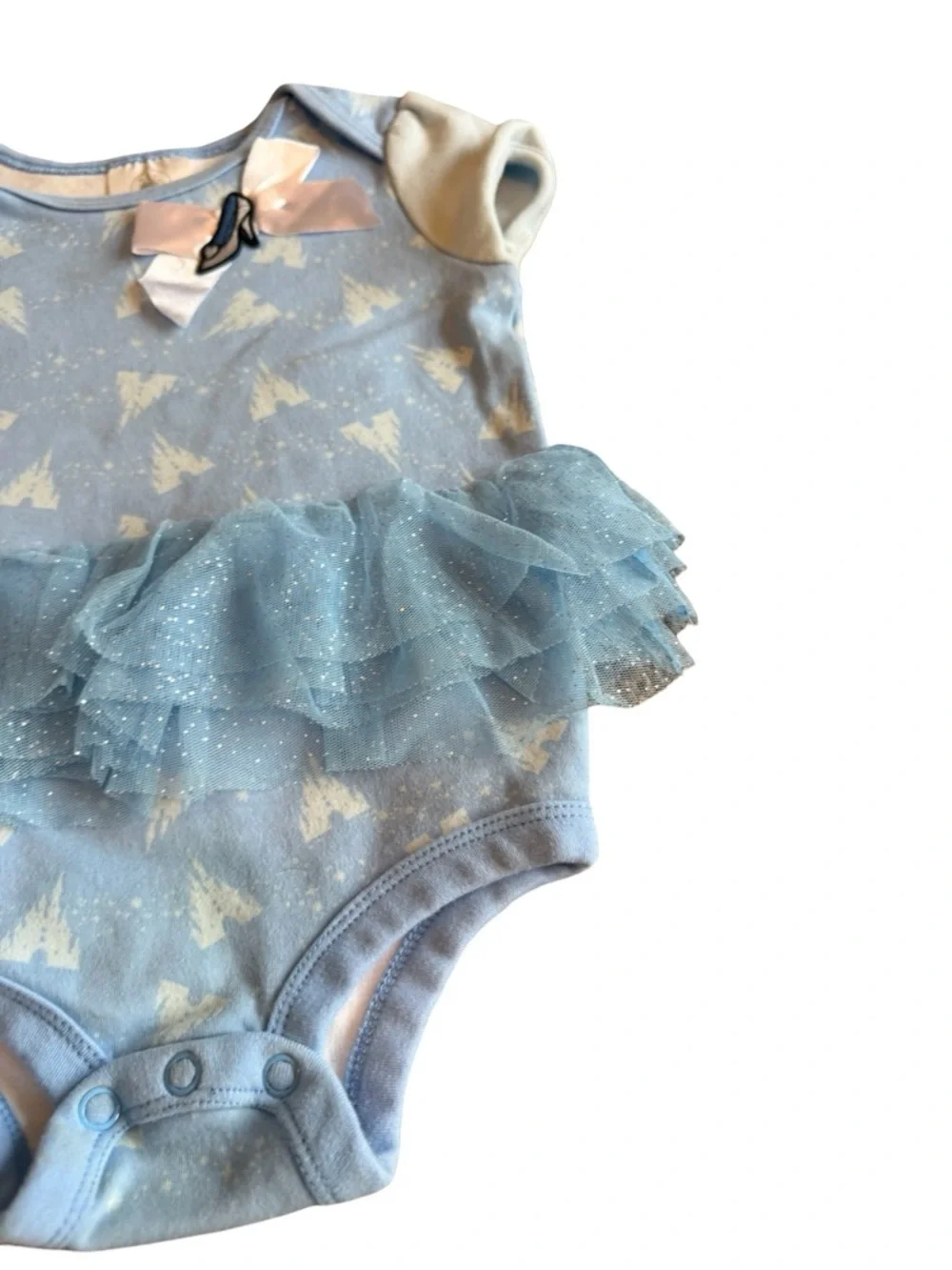 Disney Cinderella One-Piece Bodysuit Tutu Ruffle Stretch Glass Slipper 12-18 M